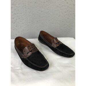 Moreschi Shoes Mens Size 9.5 Black Suede Leather Moccasin Driving Loafers Italy